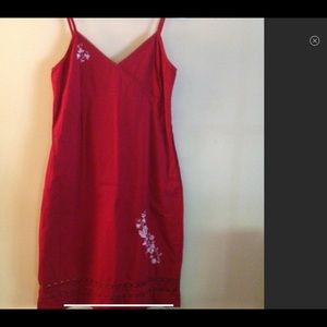 American Eagle Outfitters Red Embroidered Sundress